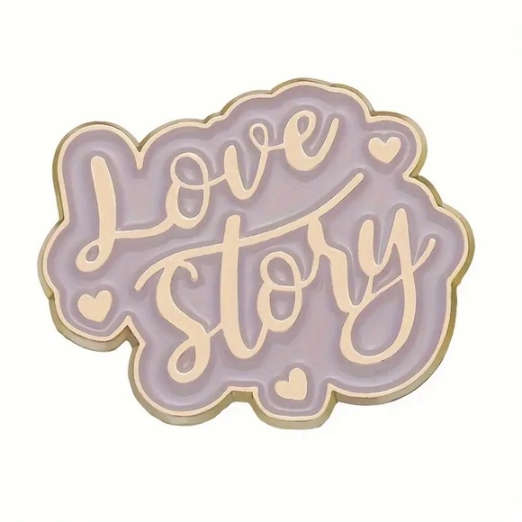 ‘LOVE STORY’ PURPLE & GOLD SCRIPT TAYLOR PIN - Picture 1 of 8